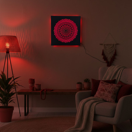 LED drevený obraz Mandala – podsvietená mandala
