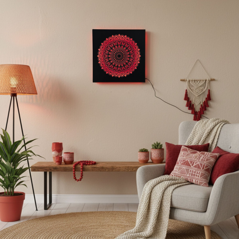 LED drevený obraz Mandala – svetelný obraz | SENTOP