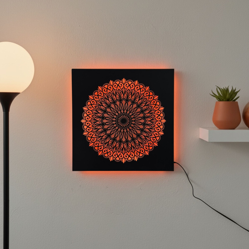 LED drevený obraz Mandala – svetelný obraz | SENTOP