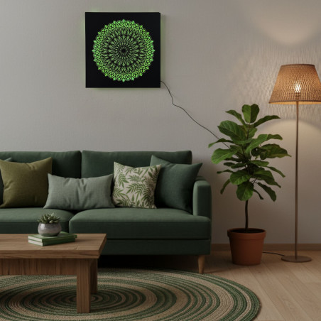 LED drevený obraz Mandala – podsvietená mandala