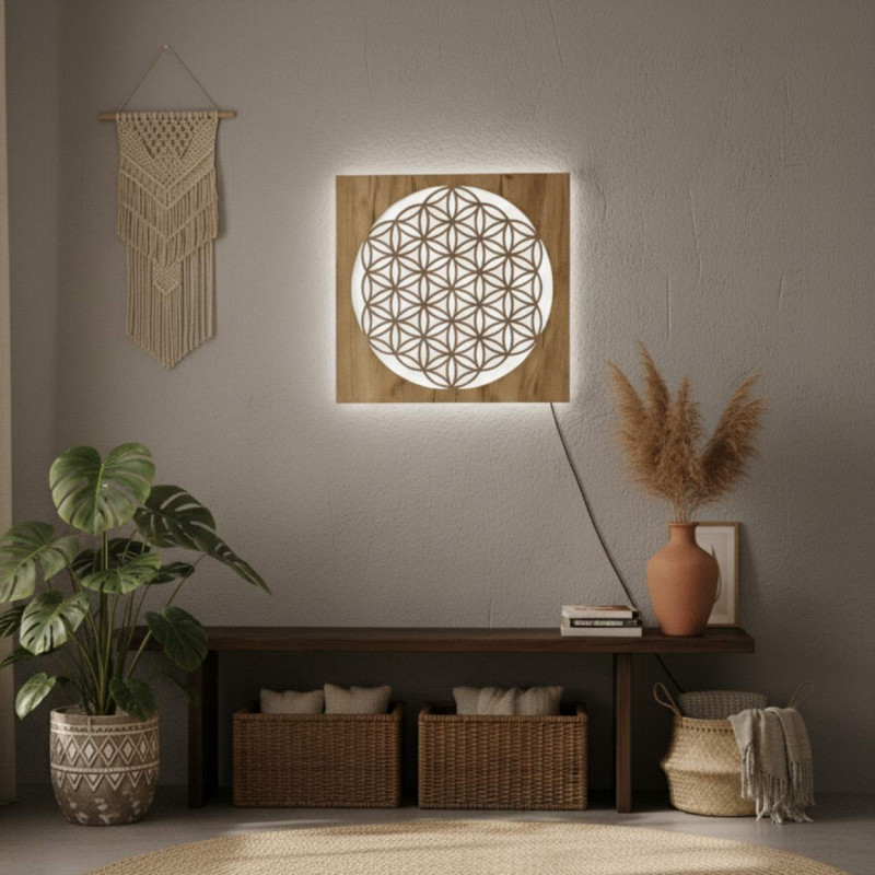 LED drevený obraz Mandala – podsvietená mandala