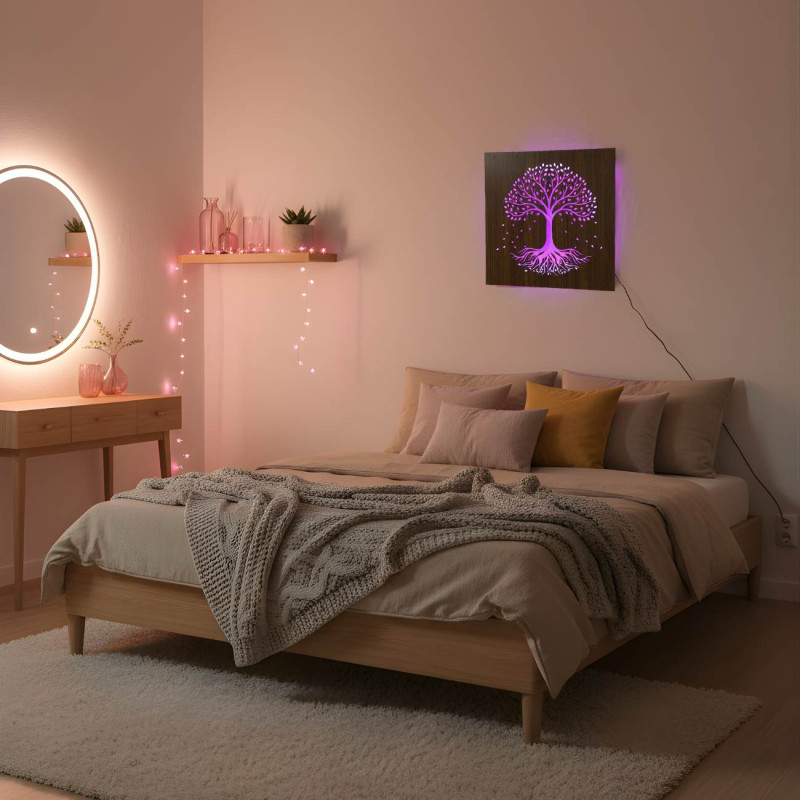 Drevený Strom života s LED osvetlením a diaľkovým ovládaním