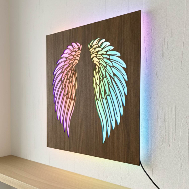 LED drevený obraz – mandala Kvet života s moderným RGB osvetlením