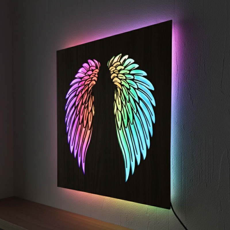 LED drevený obraz – mandala Kvet života s moderným RGB osvetlením