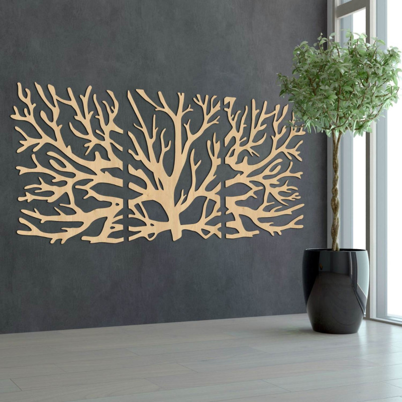 Trojdielny obraz konáre - Moderné vetvy stromu na stenu