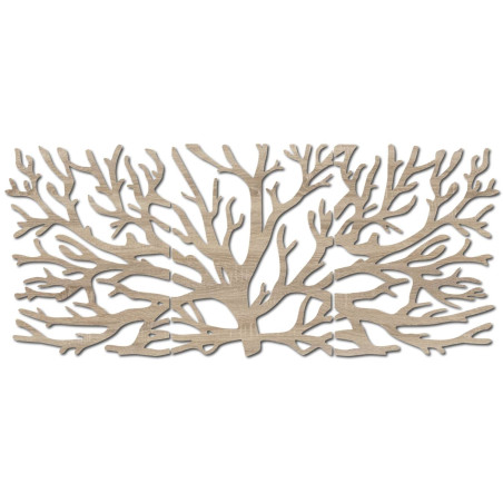 Moderný trojdielny obraz z dreva s motívom stromu a Kvetu života