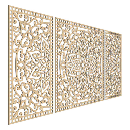 Trojdielna drevená mandala – moderná dekorácia do každého interiéru