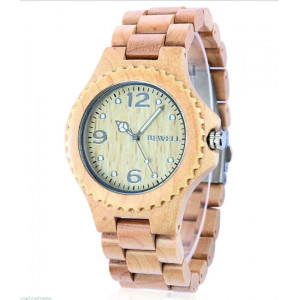 BEWELL Štýlové drevené náramkové hodinky INGA DH007 svetle drevo