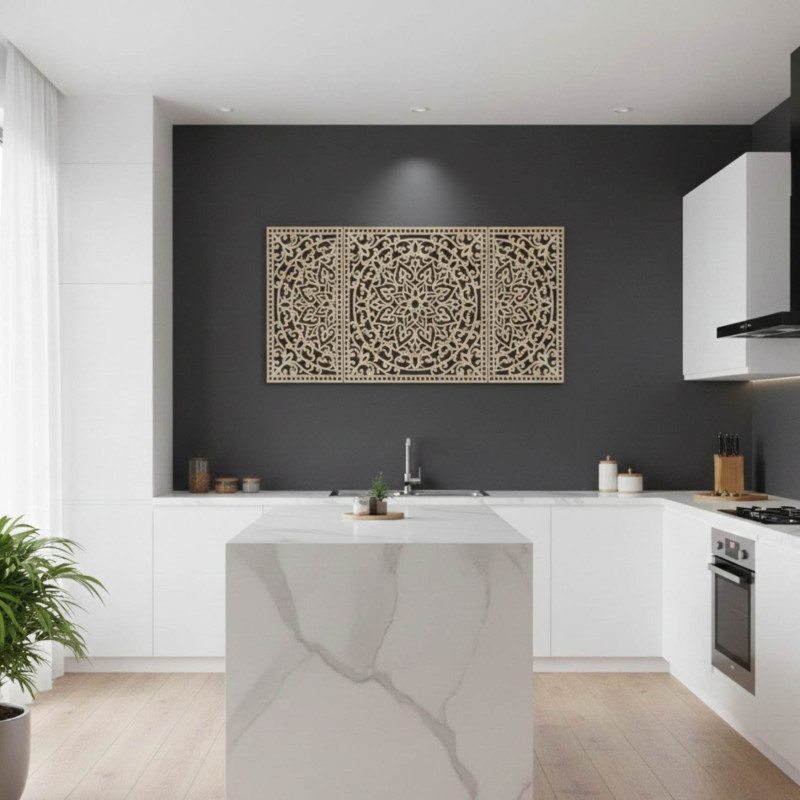 Ručne vyrezávaná drevená dekorácia prináša harmóniu a štýl