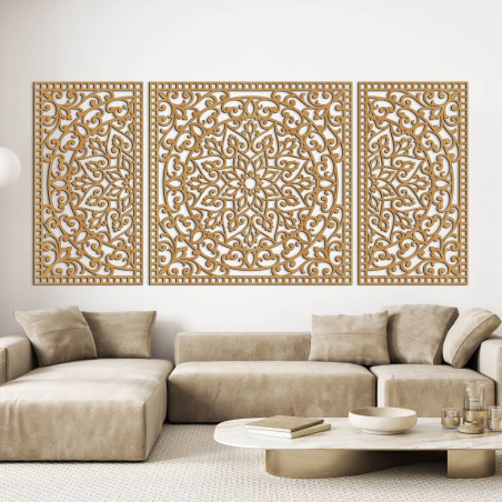 Drevená mandala s jemnými detailmi pre rovnováhu a pozitívnu energiu