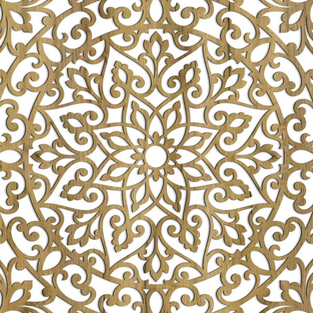 Drevená mandala s jemnými detailmi pre rovnováhu a pozitívnu energiu