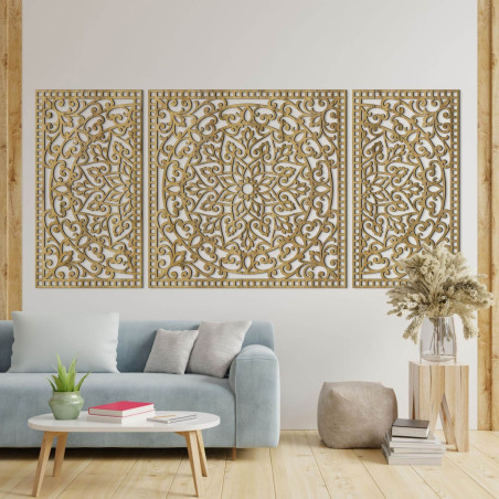 Drevená mandala s jemnými detailmi pre rovnováhu a pozitívnu energiu