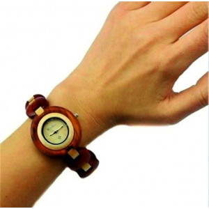 BEWELL dámske náramkové hodinky  drevené DH008 červené