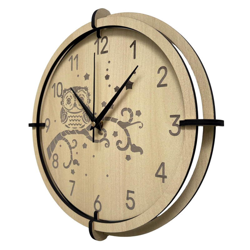 Javorové hodiny sova pre deti – tiché, hravé a ideálne do detskej izby.