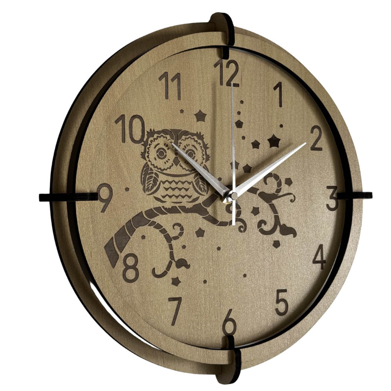 Javorové hodiny sova pre deti – tiché, hravé a ideálne do detskej izby.