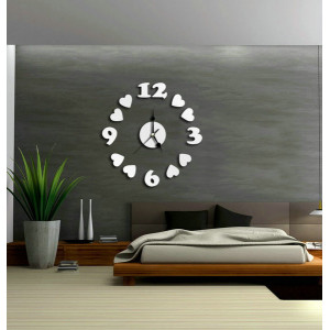 SENTOP Moderné nalepovacie nástenné hodiny na stenu SRDIEčKA IA065S biele