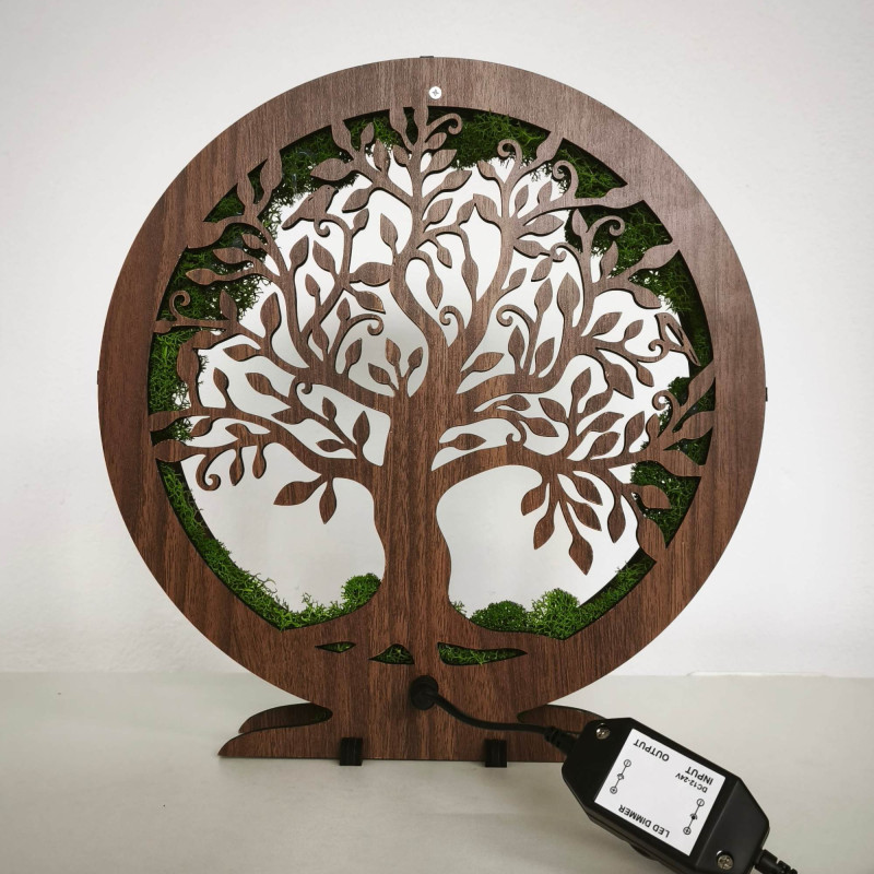 Stmievateľná LED dekorácia na stôl | Orech Wenge