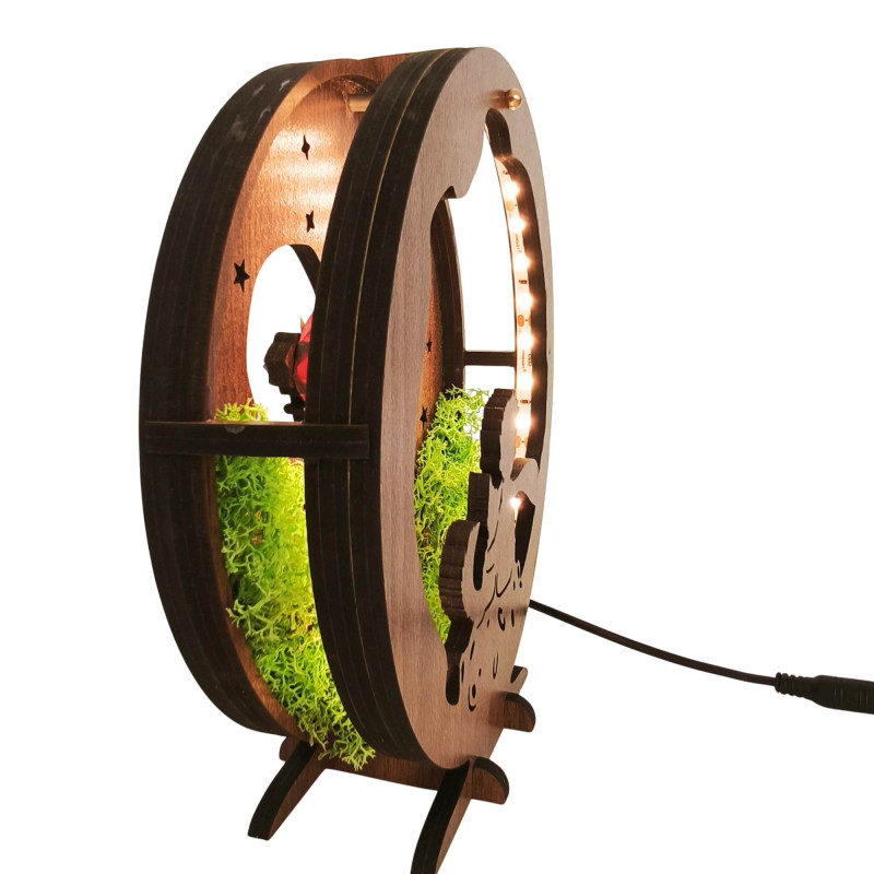 LED dekorácia Malý princ s lietadlom | Orech Wenge