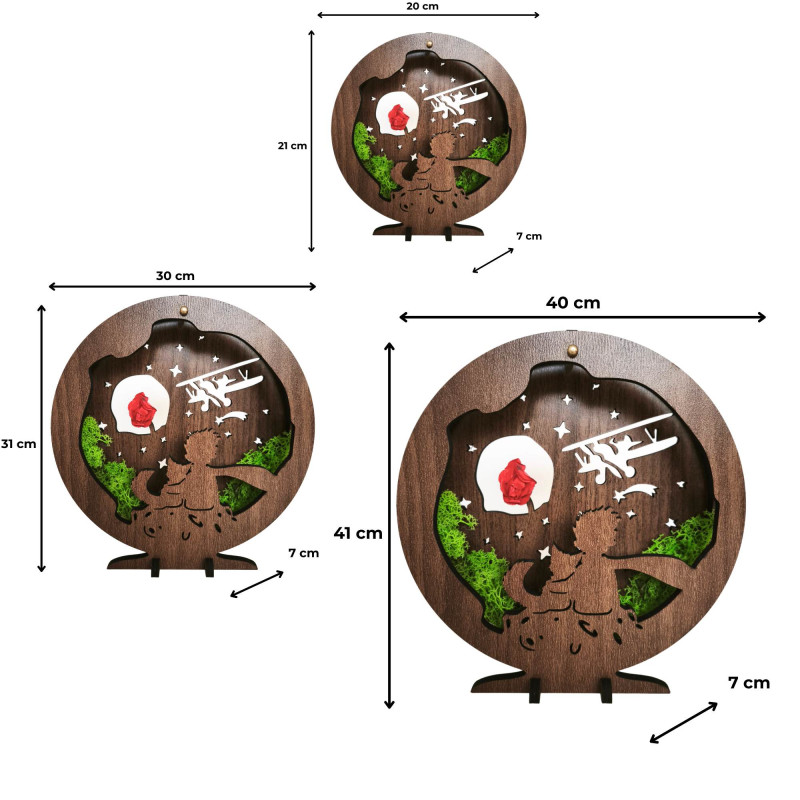 LED dekorácia Malý princ s lietadlom | Orech Wenge