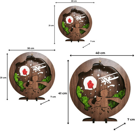 LED dekorácia Malý princ s lietadlom | Orech Wenge