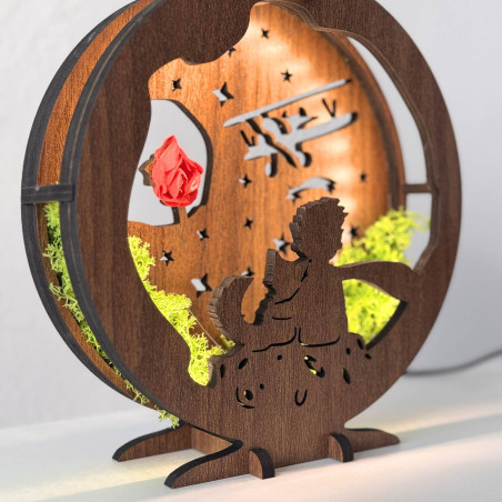 LED dekorácia Malý princ s lietadlom | Orech Wenge