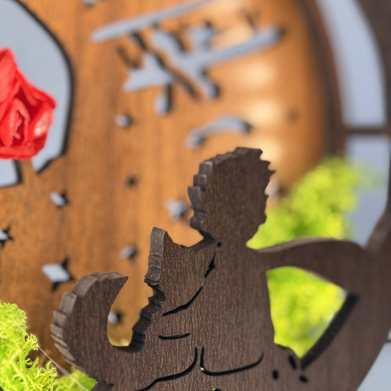 LED dekorácia Malý princ s lietadlom | Orech Wenge