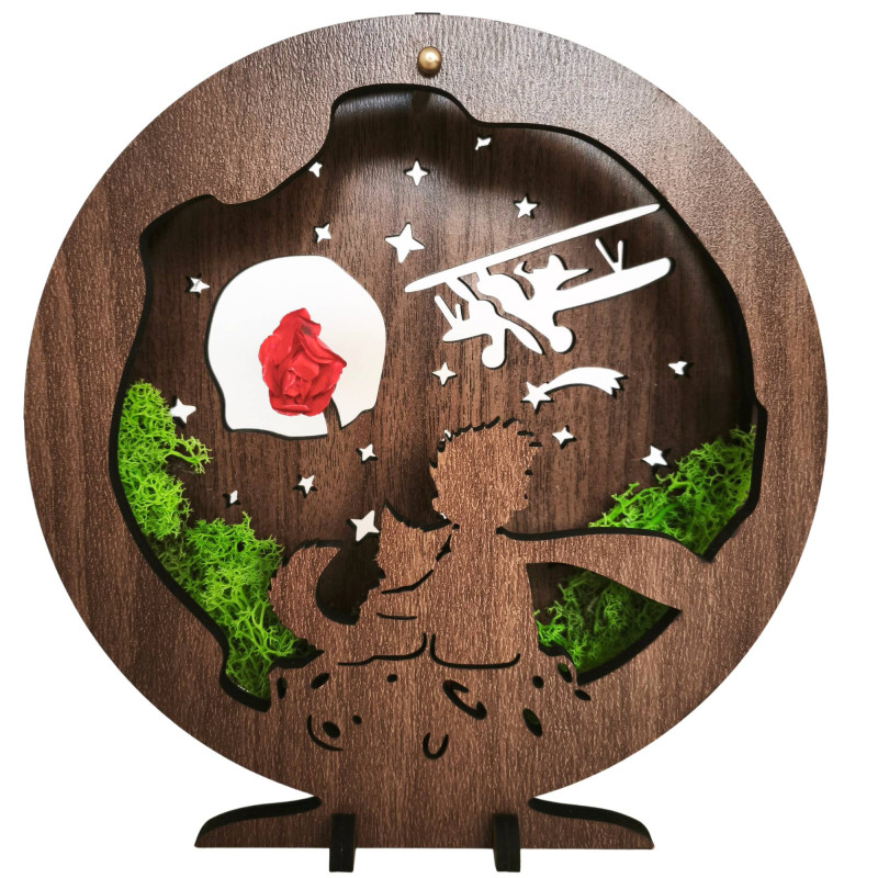 LED dekorácia Malý princ s lietadlom | Orech Wenge