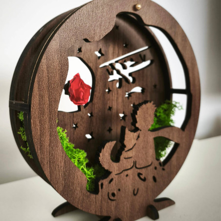 LED dekorácia Malý princ s lietadlom | Orech Wenge