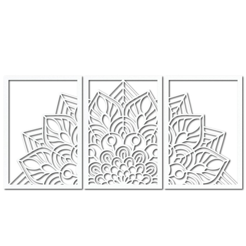 Oživte steny trojdielnou mandalou a hodinami z HDF. Elegancia v každom detaile.