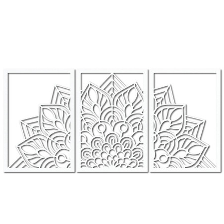 Oživte steny trojdielnou mandalou a hodinami z HDF. Elegancia v každom detaile.