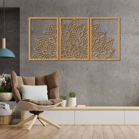 Precízne vyrezávaná mandala a hodiny. Spojenie umenia a prírodného materiálu.