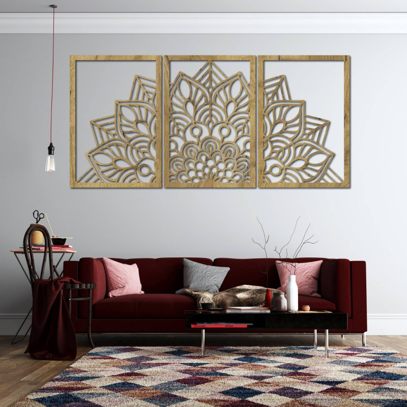 Precízne vyrezávaná mandala a hodiny. Spojenie umenia a prírodného materiálu.