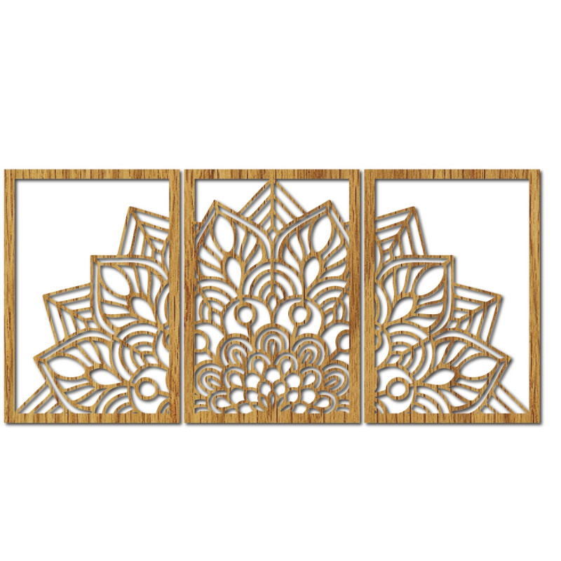 Harmonická čierna mandala a drevené hodiny. Dokonalý doplnok do každej izby.