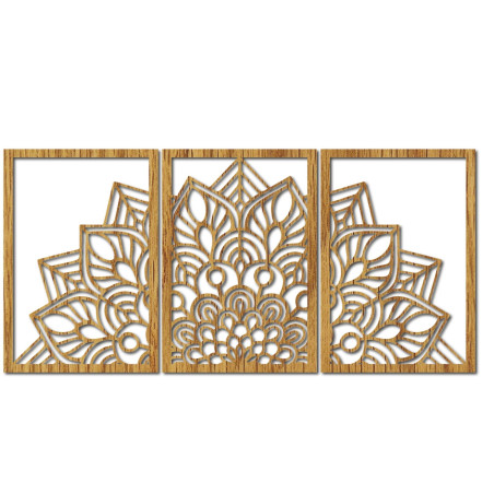 Harmonická čierna mandala a drevené hodiny. Dokonalý doplnok do každej izby.