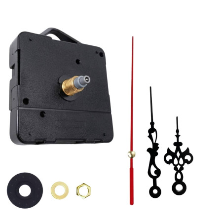 Dizajnové čierne hliníkové ručičky na nástenné hodiny s výraznou červenou sekundovkou.