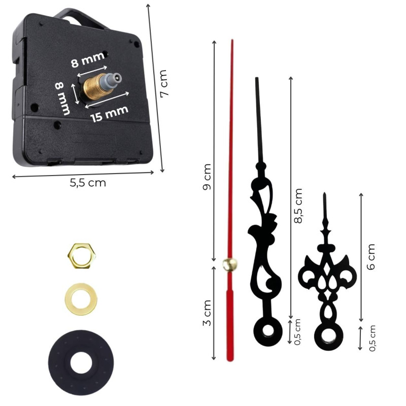Elegantné čierne hliníkové ručičky vhodné pre moderné a industriálne hodiny.