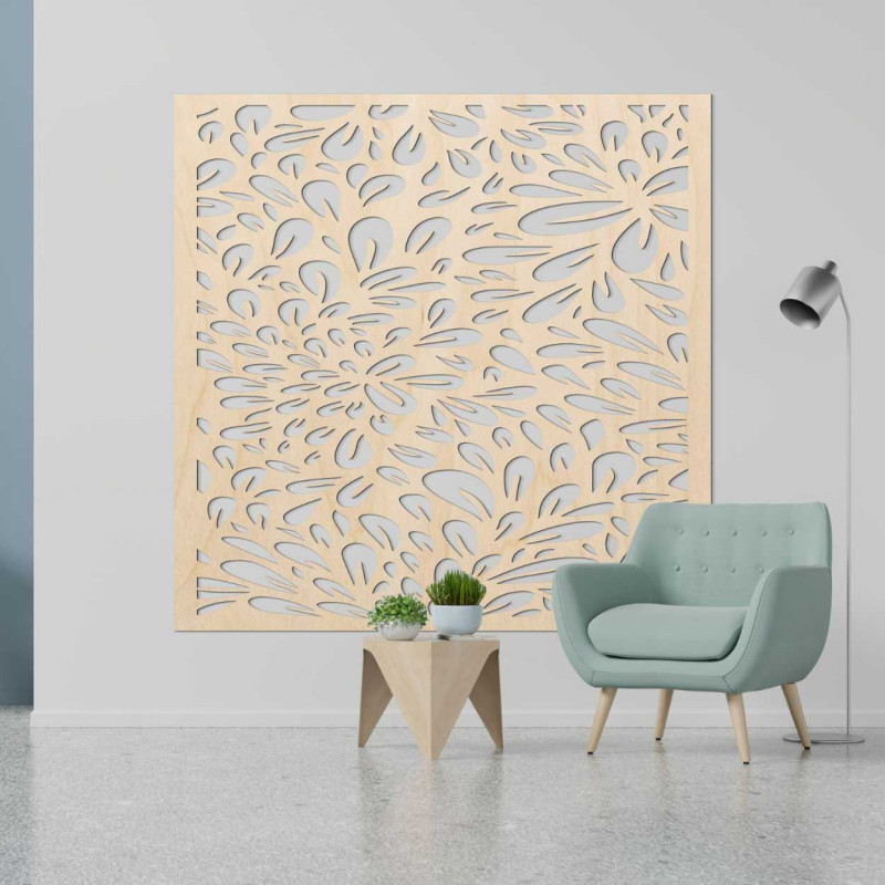 Kvetinový drevený panel na stenu