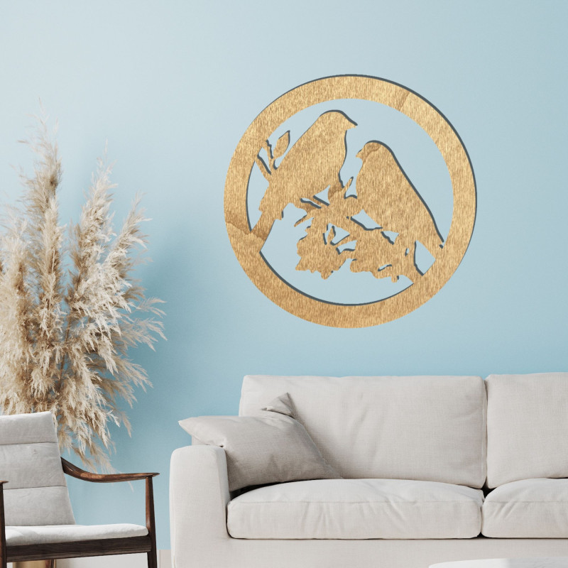 Drevený obraz na stenu vtáky na konári - BIERDO