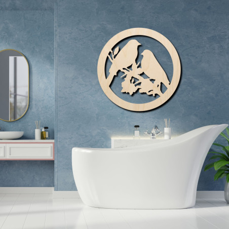 Drevený obraz na stenu vtáky na konári - BIERDO