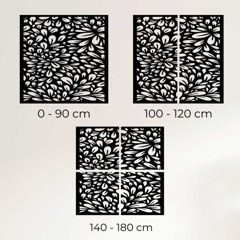 Dekoratívny drevený panel s laserovým výrezom inšpirovaným prírodnými tvarmi.