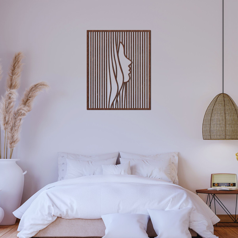 Drevená dekorácia na stenu silueta ženskej tváre