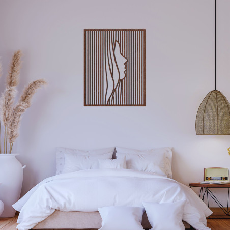 Drevená dekorácia na stenu silueta ženskej tváre