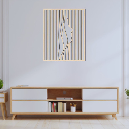 Drevená dekorácia na stenu silueta ženskej tváre