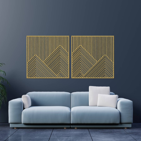 Dvojdielna nástenná dekorácia s motívom hôr v modernom štýle