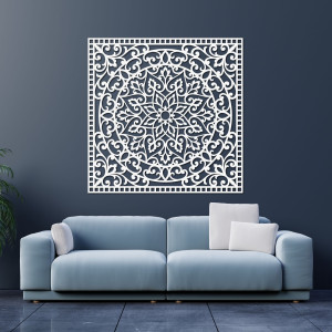 Drevený obraz na stenu štvorec - orientálna mandala 2
