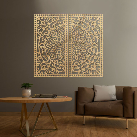 Nástenný set Mandala Ornament – Dekoratívny drevený obraz, 2 diely