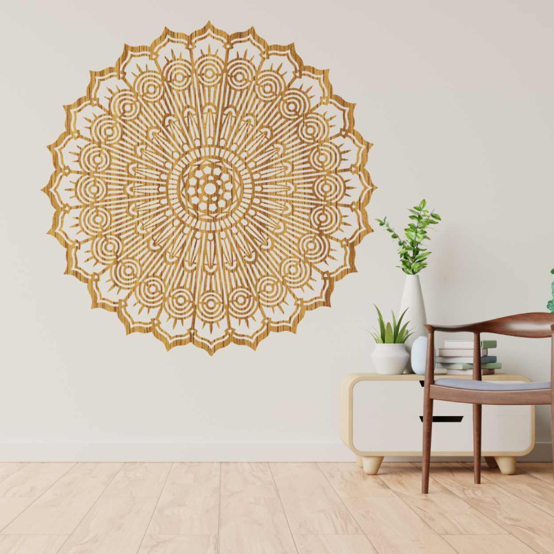Luxusná 3D Mandala z dreva, laserový výrez. Moderný nástenný ornament v boho štýle pre interiér.