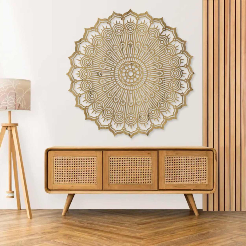Luxusná 3D Mandala z dreva, laserový výrez. Moderný nástenný ornament v boho štýle pre interiér.