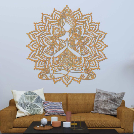 3D drevený obraz joga mandala – štýlová nástenná dekorácia do obývačky.