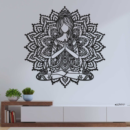 3D drevený obraz joga mandala – štýlová nástenná dekorácia do obývačky.